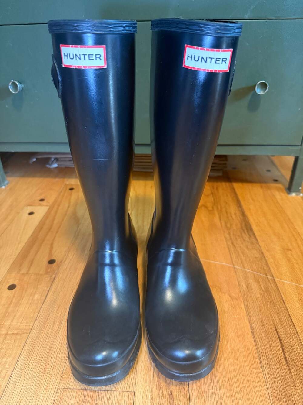 Hunter Original Kids Gloss Tall Rain Boots Black EU 37 Reflective Waterproof